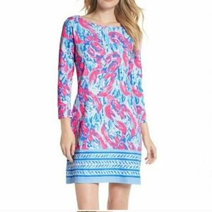 Lilly Pulitzer Vibrant Pink and Blue Long Sleeve Dress